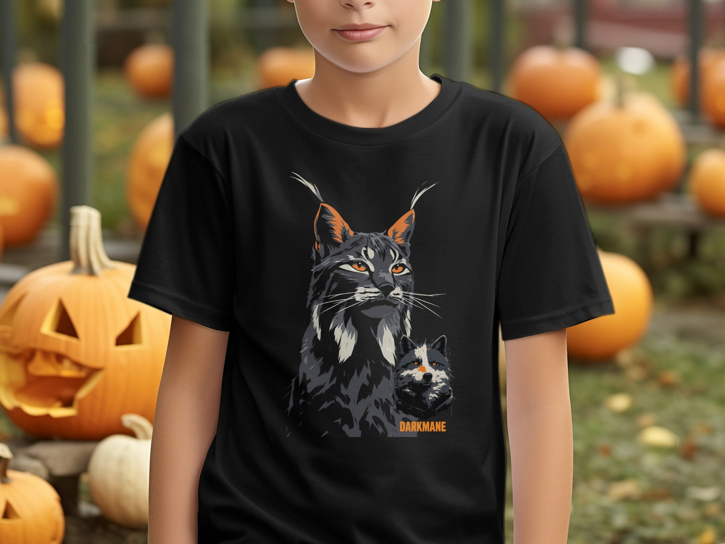 Street Art Lynx and Wildlife Illustration Sizes S to 5XL T-Shirt - Darkmane Black T-Shirt - RMA APPAREL - Roclla Media Apparel Store