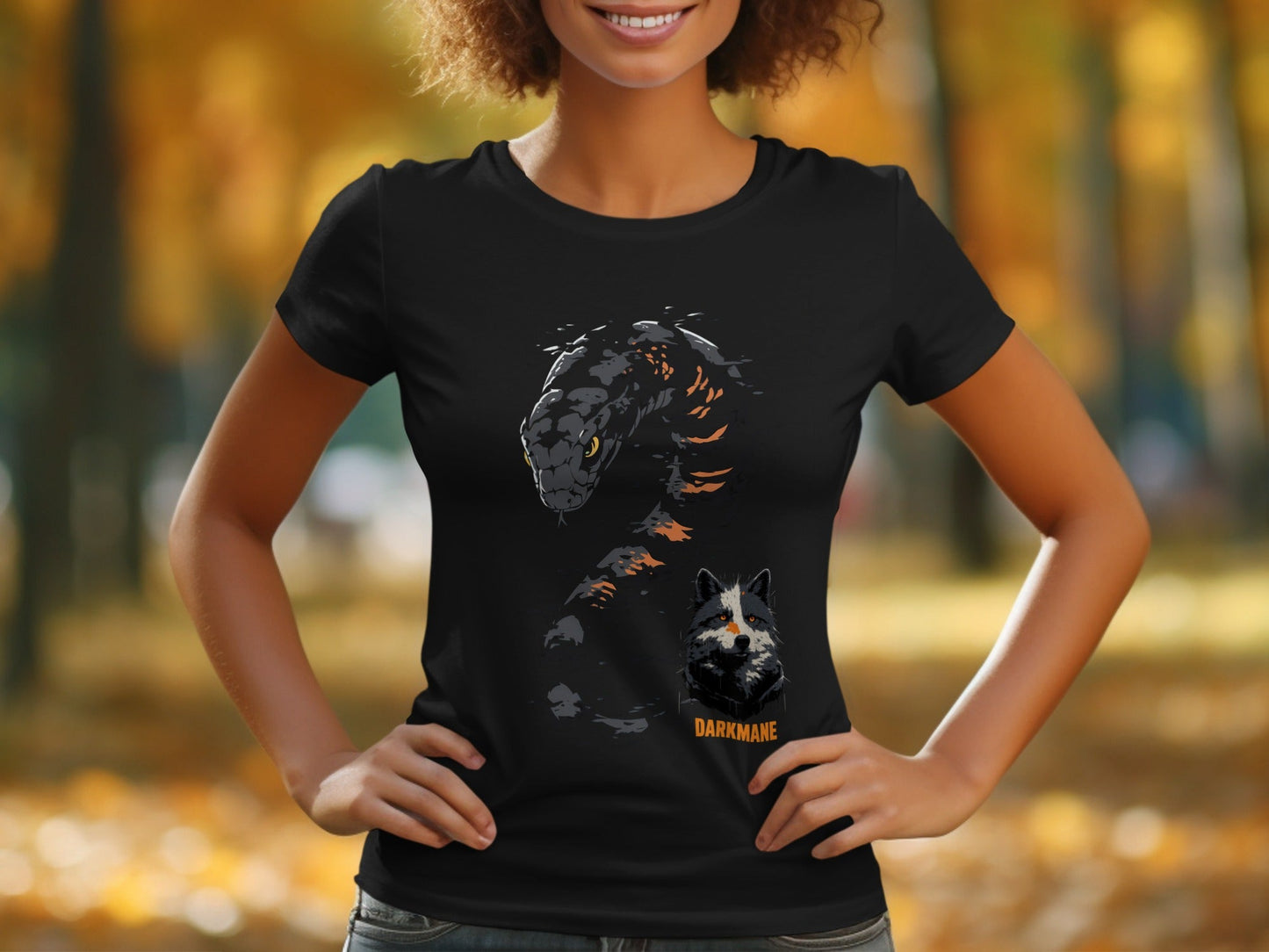 Street Art Snake Wildlife Darkmane Sizes S to 5XL Unisex T-Shirt - Darkmane Black T-Shirt - RMA APPAREL - Roclla Media Apparel Store