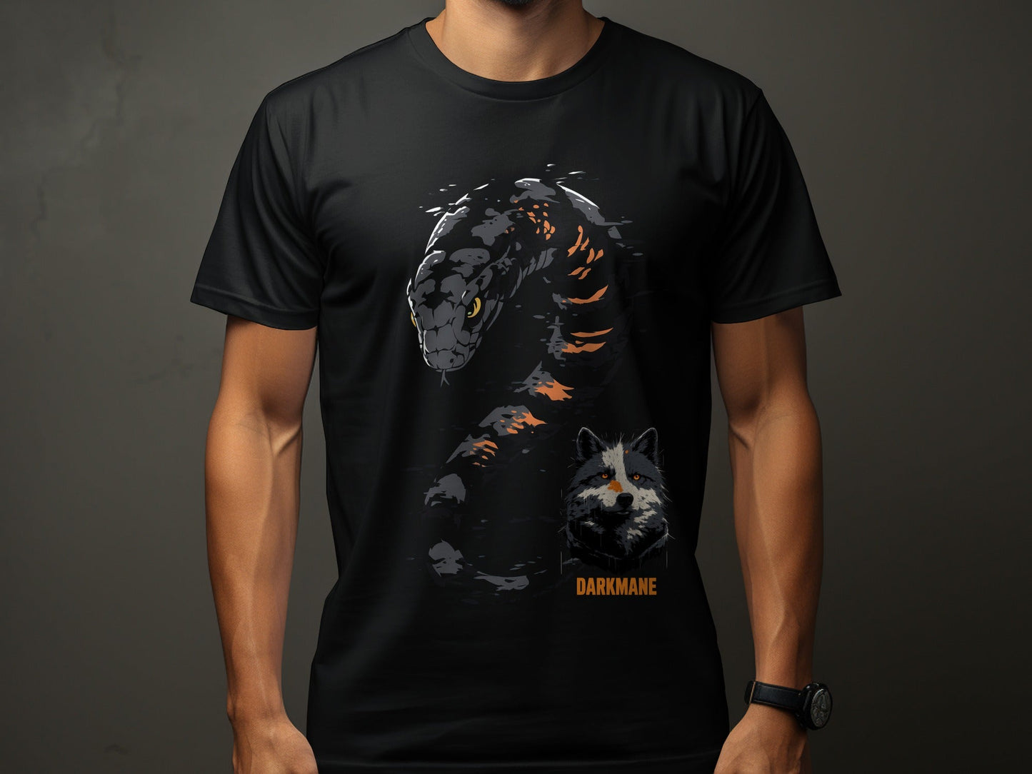 Street Art Snake Wildlife Darkmane Sizes S to 5XL Unisex T-Shirt - Darkmane Black T-Shirt - RMA APPAREL - Roclla Media Apparel Store