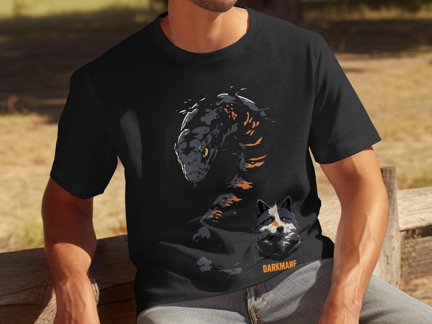 Street Art Snake Wildlife Darkmane Sizes S to 5XL Unisex T-Shirt - Darkmane Black T-Shirt - RMA APPAREL - Roclla Media Apparel Store