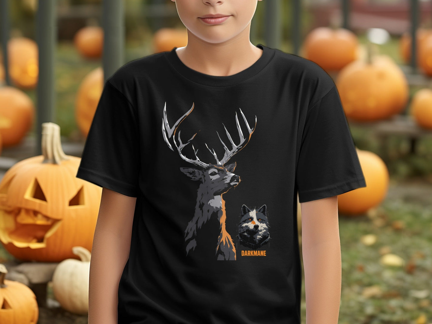 Street Art Stag and Wildlife Graphic Unisex T-Shirt Sizes S - 5XL - Darkmane Black T-Shirt - RMA APPAREL - Roclla Media Apparel Store