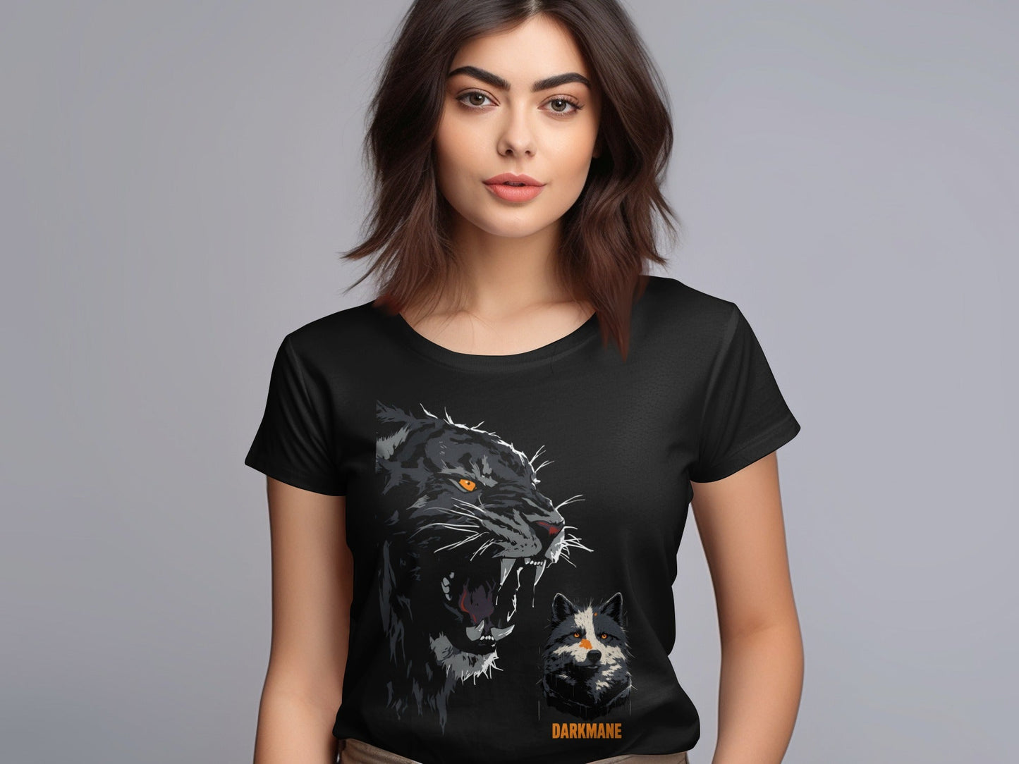 Street Art Tiger Wildlife Graphic Unisex T-Shirt Sizes S to 5XL T-Shirt - Darkmane Black T-Shirt - RMA APPAREL - Roclla Media Apparel Store