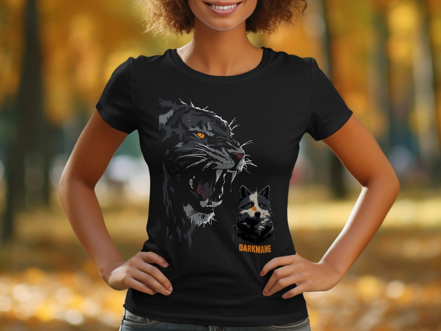 Street Art Tiger Wildlife Graphic Unisex T-Shirt Sizes S to 5XL T-Shirt - Darkmane Black T-Shirt - RMA APPAREL - Roclla Media Apparel Store