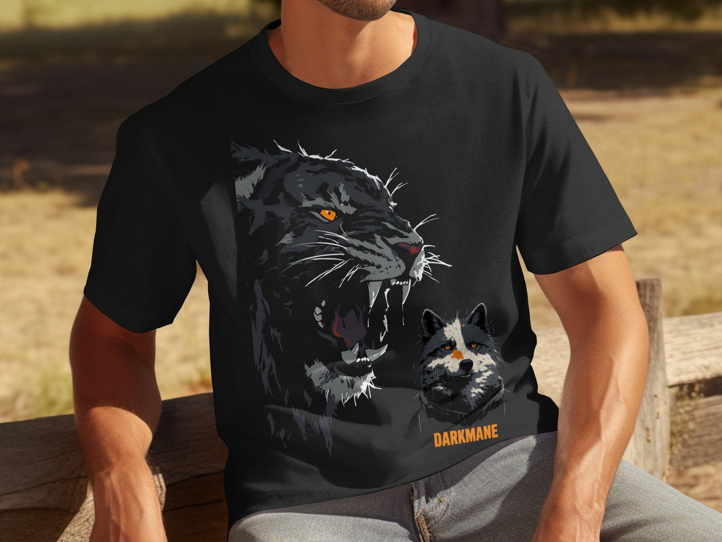 Street Art Tiger Wildlife Graphic Unisex T-Shirt Sizes S to 5XL T-Shirt - Darkmane Black T-Shirt - RMA APPAREL - Roclla Media Apparel Store