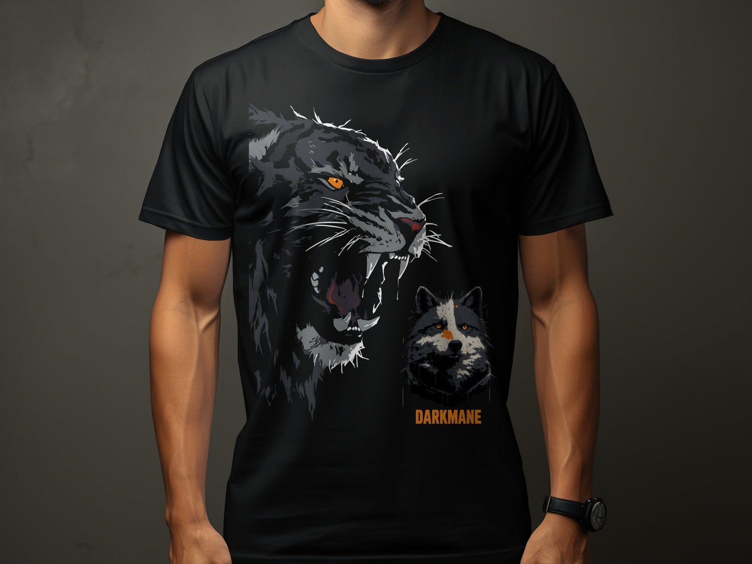 Street Art Tiger Wildlife Graphic Unisex T-Shirt Sizes S to 5XL T-Shirt - Darkmane Black T-Shirt - RMA APPAREL - Roclla Media Apparel Store