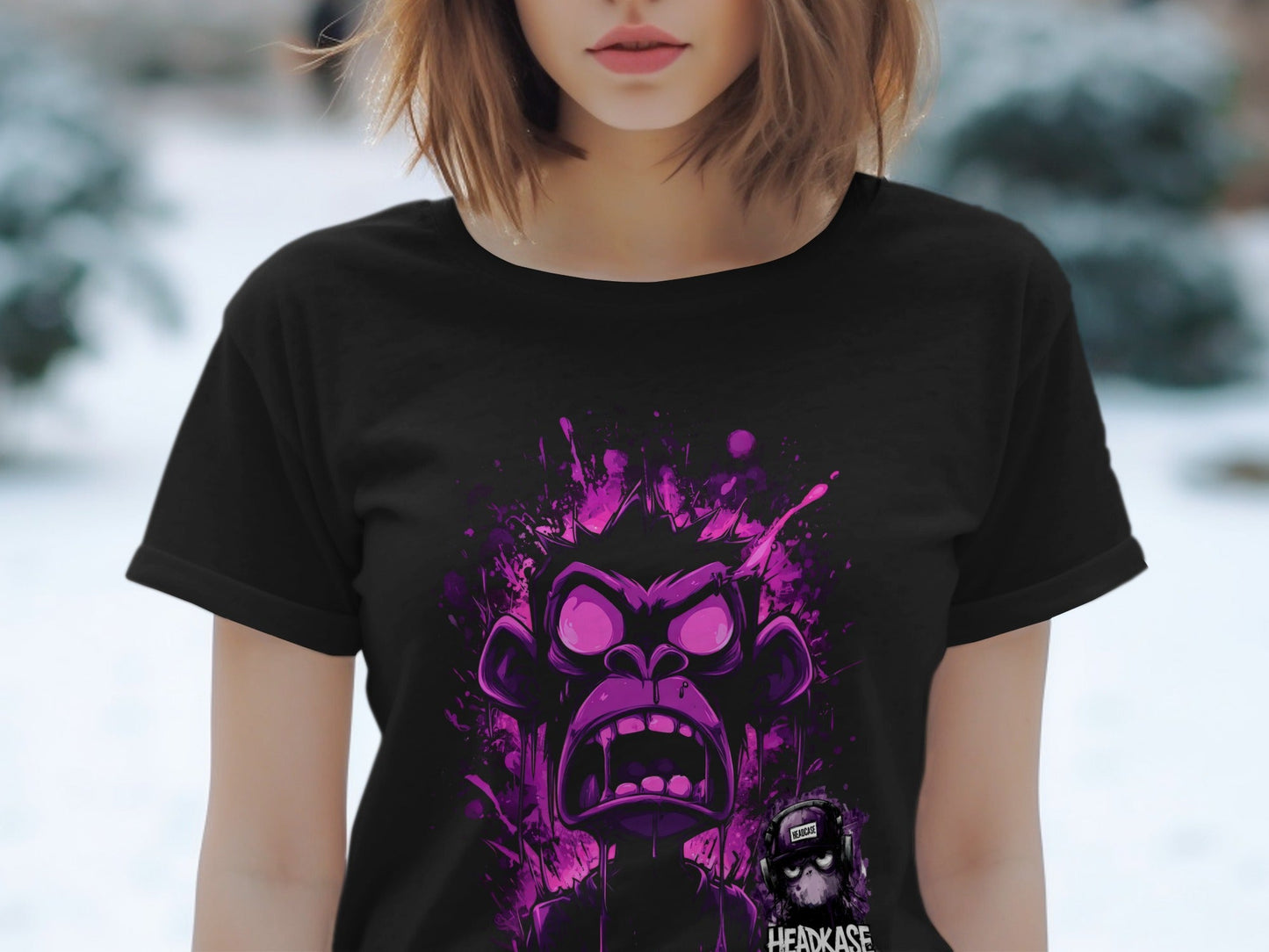 Street Art Urban Furious Monkey Sizes S to 5XL Unisex T-Shirt - Headcase Crittrz Black T-Shirt - RMA APPAREL - Roclla Media Apparel Store
