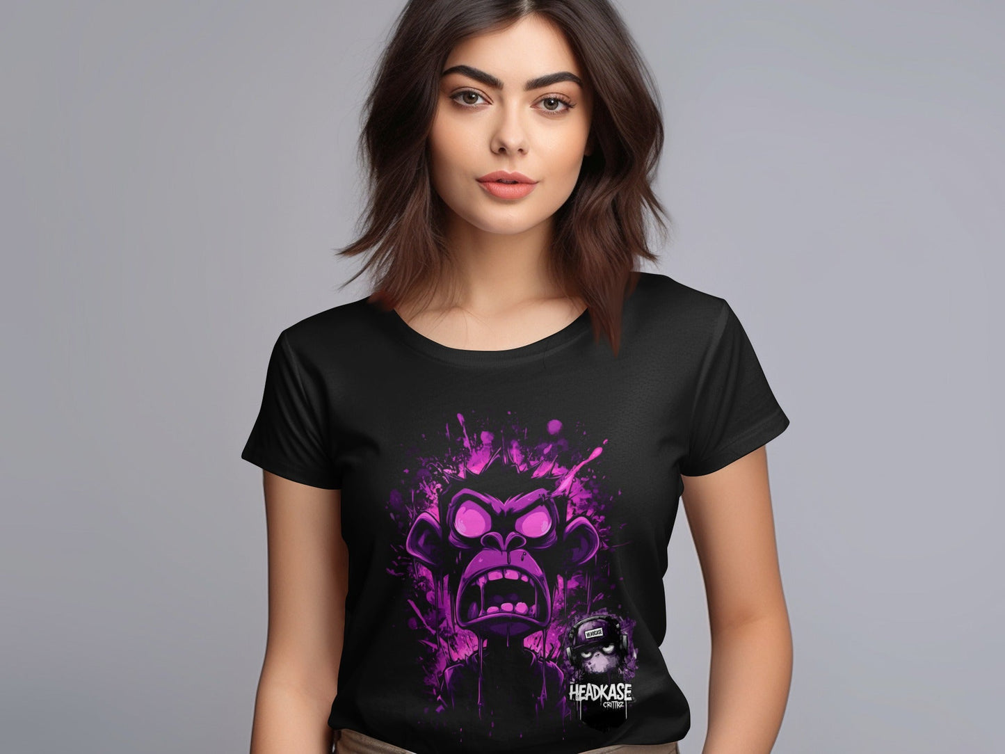 Street Art Urban Furious Monkey Sizes S to 5XL Unisex T-Shirt - Headcase Crittrz Black T-Shirt - RMA APPAREL - Roclla Media Apparel Store