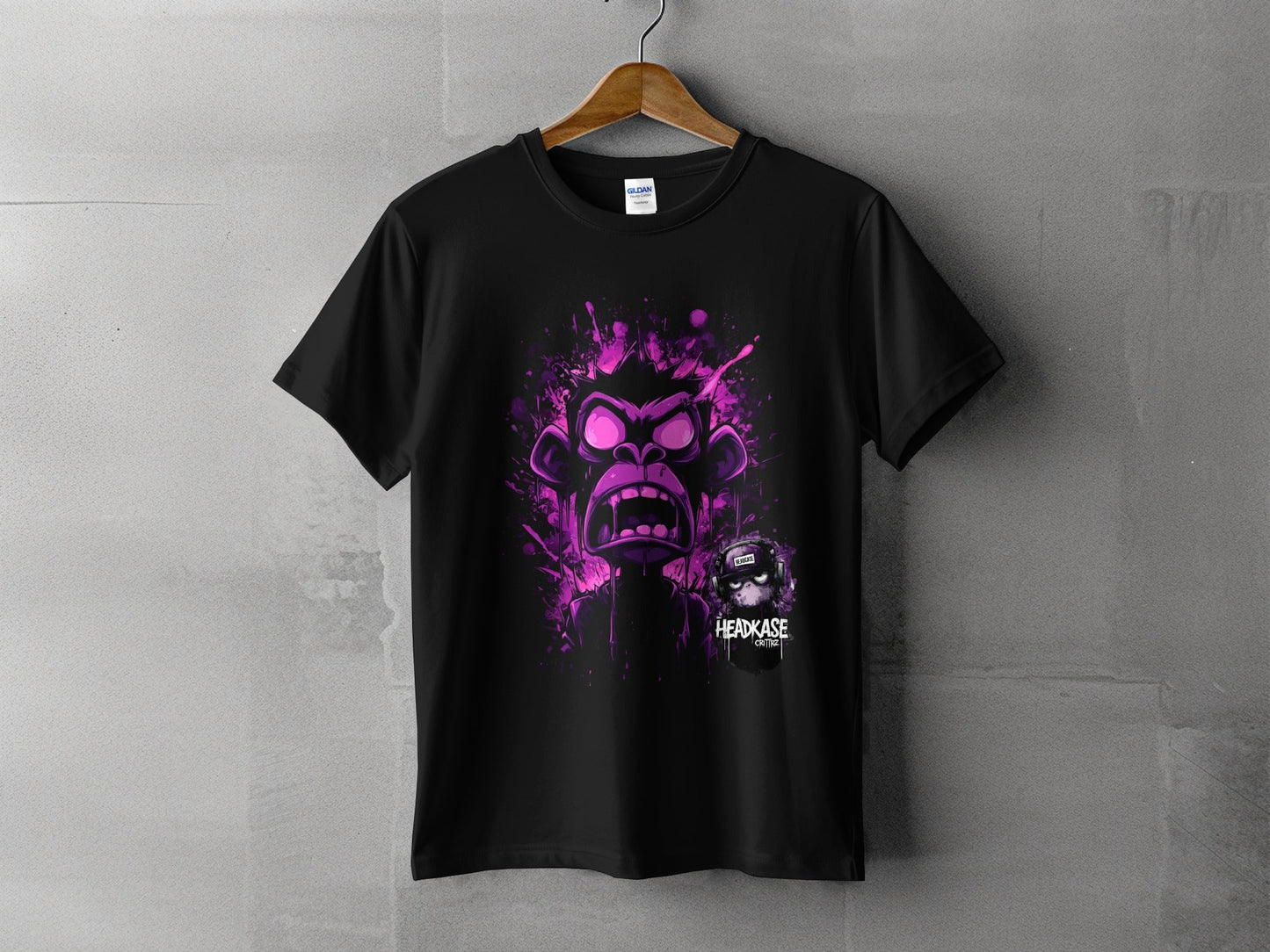 Street Art Urban Furious Monkey Sizes S to 5XL Unisex T-Shirt - Headcase Crittrz Black T-Shirt - RMA APPAREL - Roclla Media Apparel Store