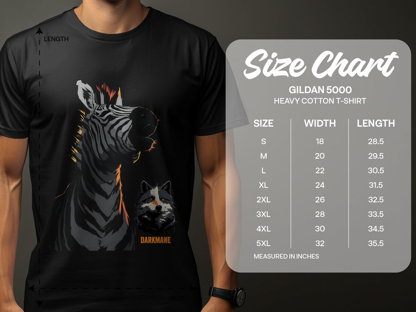 Street Art Zebra and Wildlife Design Mens Womens Unisex T-Shirt - Darkmane Black T-Shirt - RMA APPAREL - Roclla Media Apparel Store