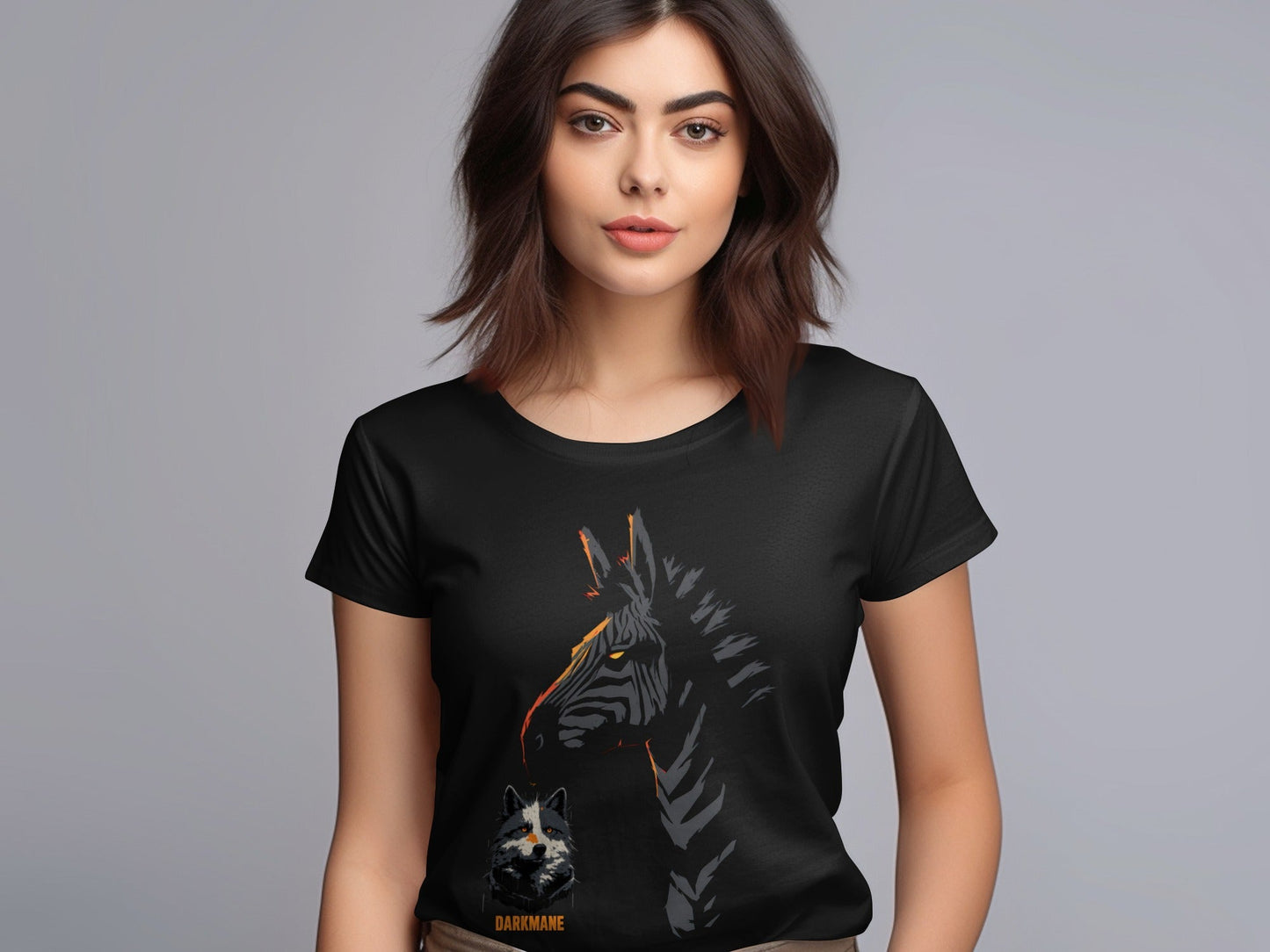 Street Art Zebra Plus Wildlife Graphic Design Unisex T-Shirt - Darkmane Black T-Shirt - RMA APPAREL - Roclla Media Apparel Store