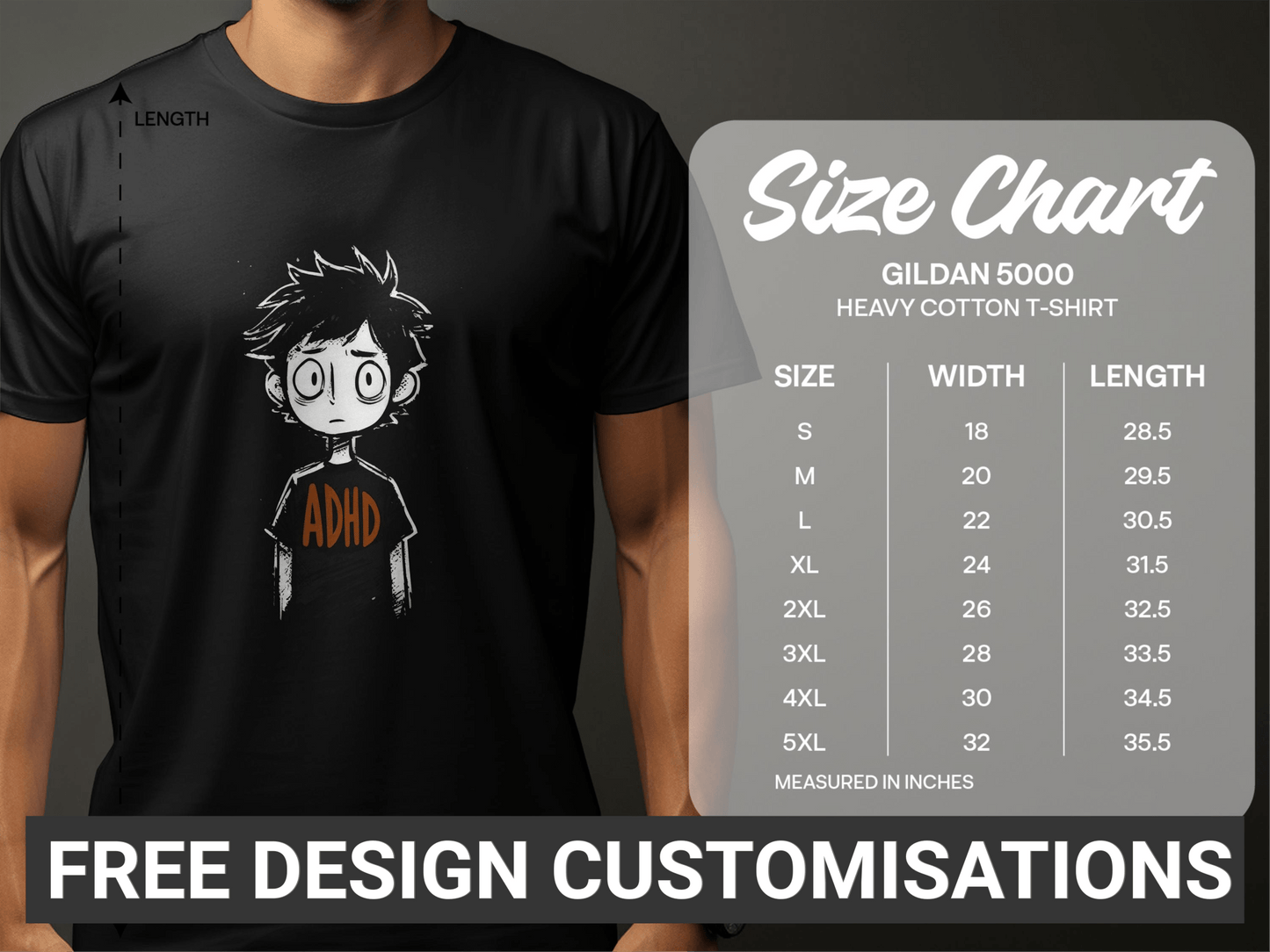 Urban Art ADHD Graphic Mens Womens Unisex Sizes T-Shirt - ADHA Black T-Shirt - RMA APPAREL - Roclla Media Apparel Store