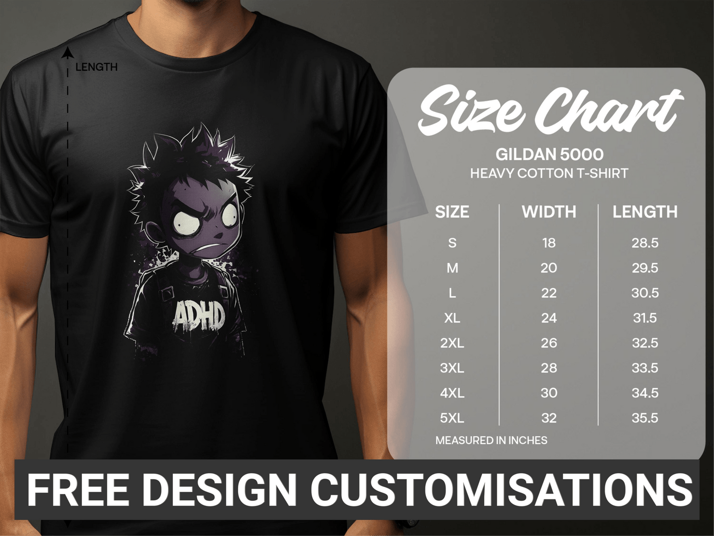 Urban Art ADHD Kid Streetwear Unisex T-Shirt Sizes S to 5XL - ADHA Black T-Shirt - RMA APPAREL - Roclla Media Apparel Store