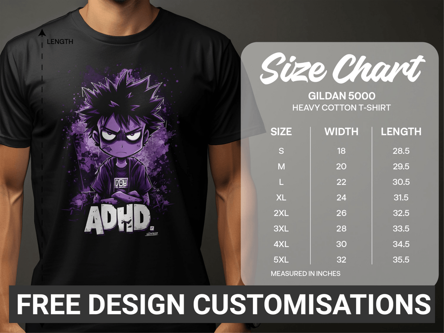Urban Art Manga Style Boy Sizes S to 5XL Unisex T-Shirt - ADHA Black T-Shirt - RMA APPAREL - Roclla Media Apparel Store