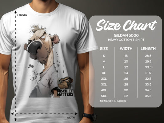 RMA APPAREL Bear T-Shirt S - 5XL, Cartoon Animal Tee, Unisex Shirt - Mischief Matters White T-shirt - RMA APPAREL - Roclla Media Apparel Store