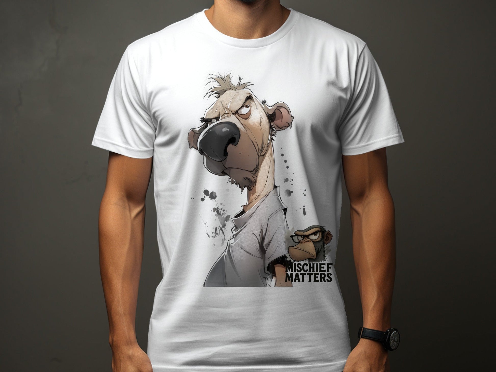 RMA APPAREL Bear T-Shirt S - 5XL, Cartoon Animal Tee, Unisex Shirt - Mischief Matters White T-shirt - RMA APPAREL - Roclla Media Apparel Store
