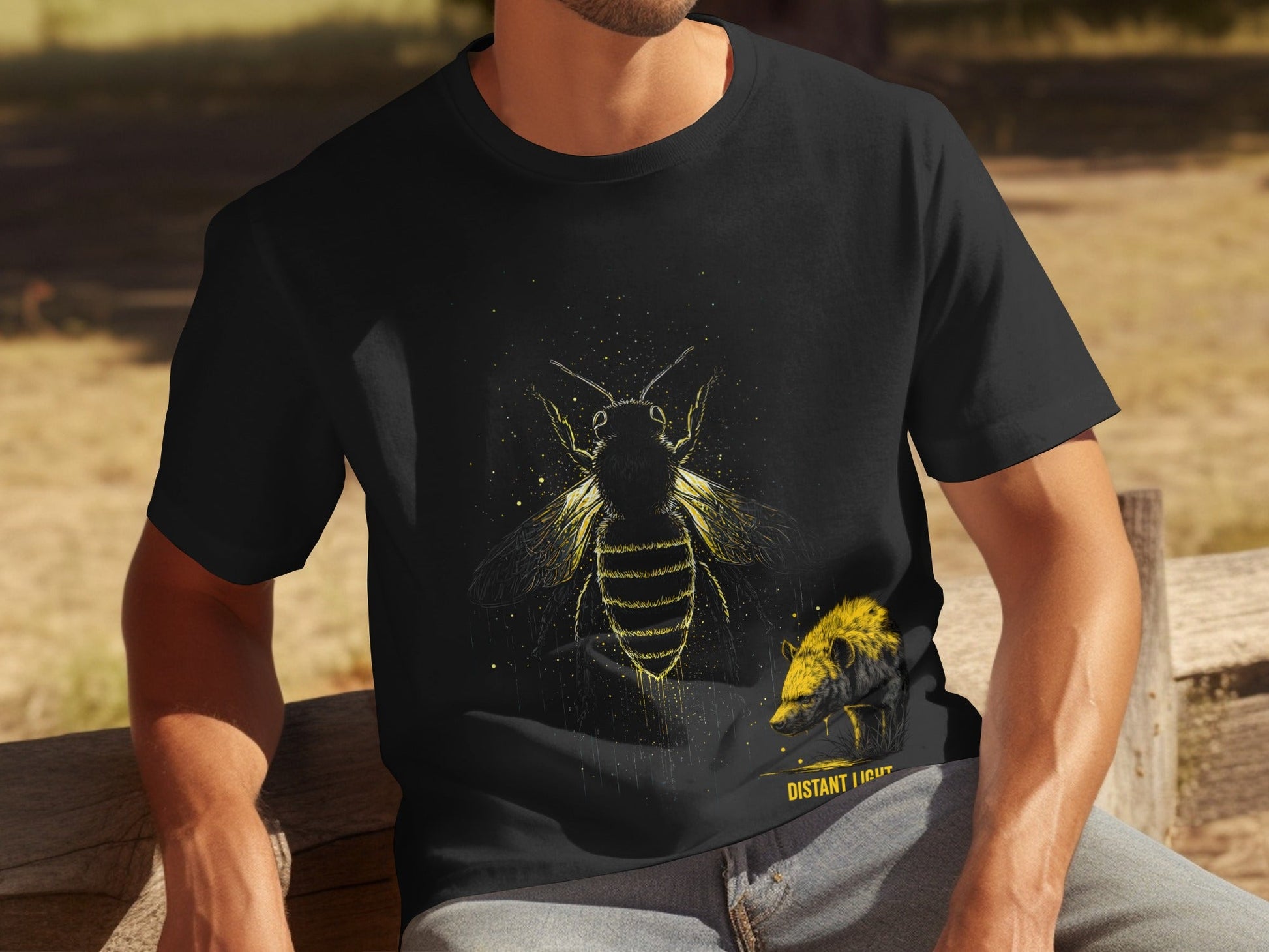RMA APPAREL Bee illustration Wildlife Graphic Unisex T-Shirt - Distant Light White T-Shirts - RMA APPAREL - Roclla Media Apparel Store