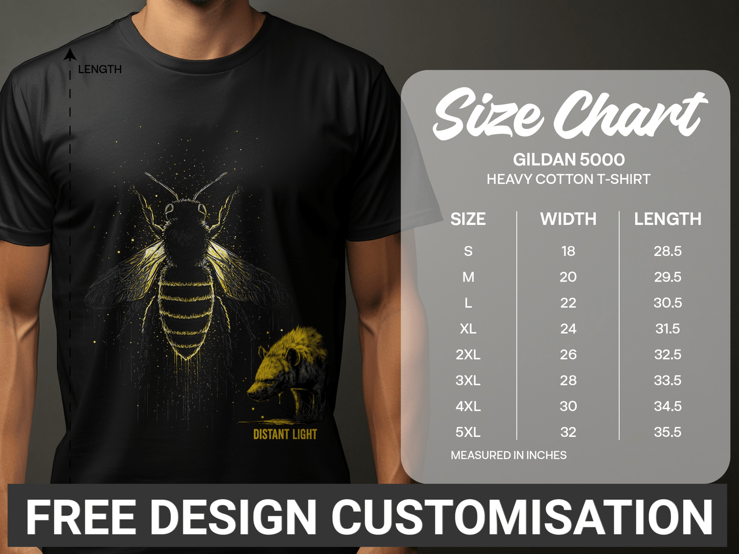 RMA APPAREL Bee illustration Wildlife Graphic Unisex T-Shirt - Distant Light White T-Shirts - RMA APPAREL - Roclla Media Apparel Store