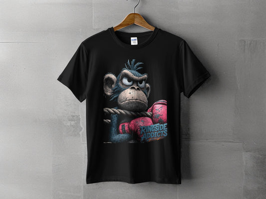 RMA APPAREL Boxer Monkey Ringside Addicts Mens Sizes T-Shirt - Ringside Addicts White T-Shirt - RMA APPAREL - Roclla Media Apparel Store