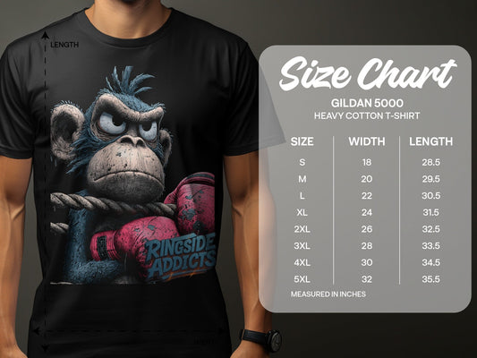 RMA APPAREL Boxer Monkey Ringside Addicts Mens Sizes T-Shirt - Ringside Addicts White T-Shirt - RMA APPAREL - Roclla Media Apparel Store
