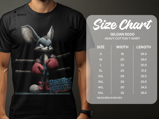 RMA APPAREL Boxing Bunny in Ring Unisex Wildlife T-Shirt - Ringside Addicts White T-Shirt - RMA APPAREL - Roclla Media Apparel Store