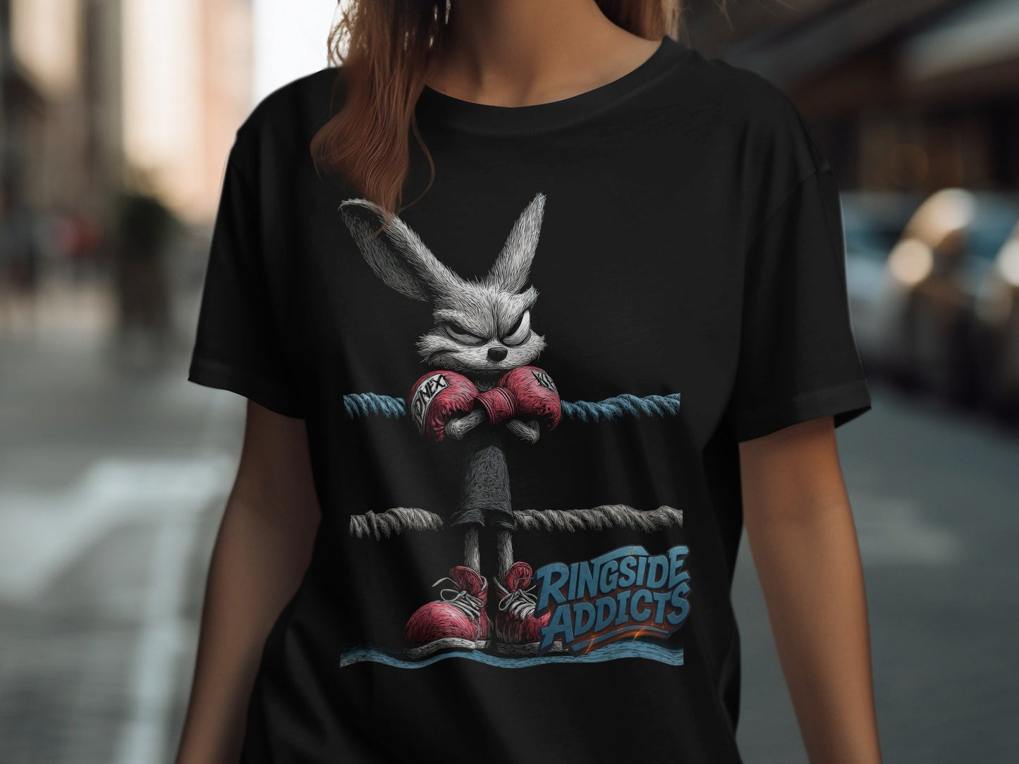 RMA APPAREL Boxing Bunny Wildlife Unisex T-Shirt Sizes S to 5XL T-Shirt - Ringside Addicts White T-Shirt - RMA APPAREL - Roclla Media Apparel Store
