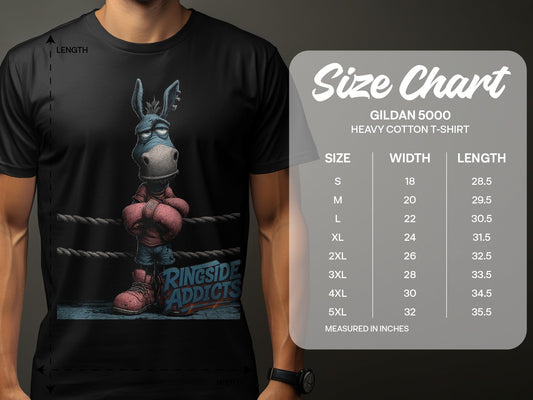 RMA APPAREL Boxing Donkey Sizes S to 5XL Mens Unisex T-Shirt - Ringside Addicts White T-Shirt - RMA APPAREL - Roclla Media Apparel Store