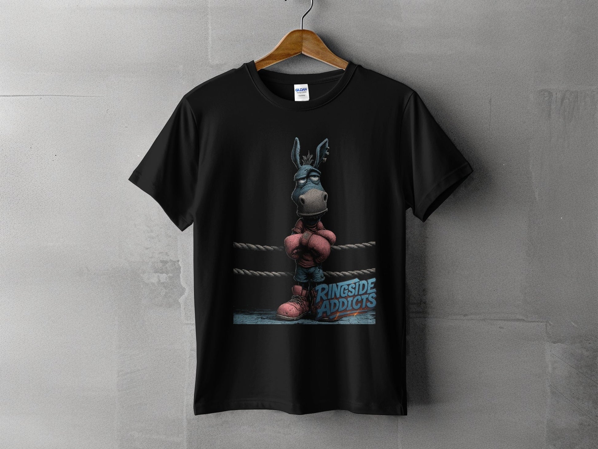 RMA APPAREL Boxing Donkey Sizes S to 5XL Mens Unisex T-Shirt - Ringside Addicts White T-Shirt - RMA APPAREL - Roclla Media Apparel Store
