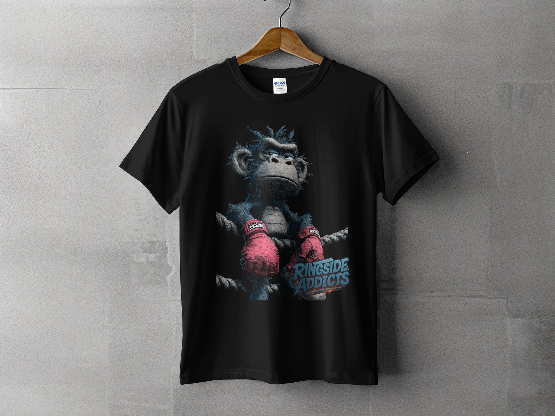 RMA APPAREL Boxing Gorilla Illustration Unisex T-Shirt - Ringside Addicts White T-Shirt - RMA APPAREL - Roclla Media Apparel Store
