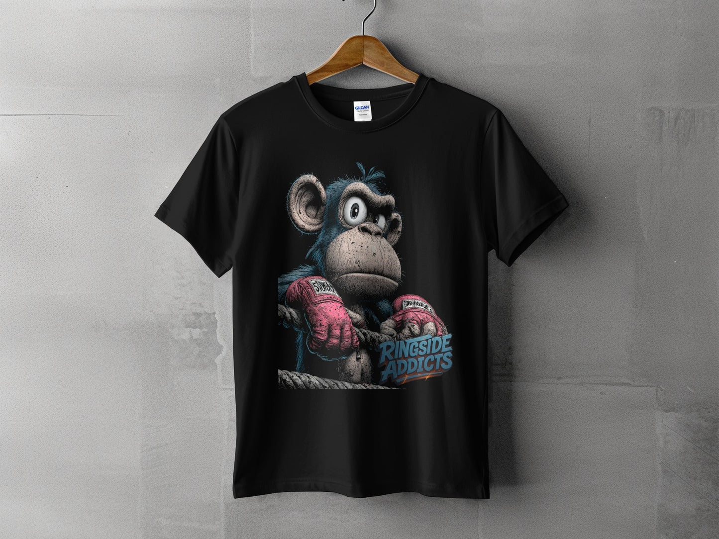 RMA APPAREL Boxing Monkey Unisex T-Shirt Sizes S to 5XL T-Shirt - Ringside Addicts White T-Shirt - RMA APPAREL - Roclla Media Apparel Store