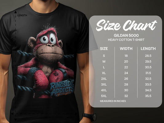 RMA APPAREL Boxing Monkey Wildlife Mens Unisex Sizes T-Shirt - Ringside Addicts White T-Shirt - RMA APPAREL - Roclla Media Apparel Store