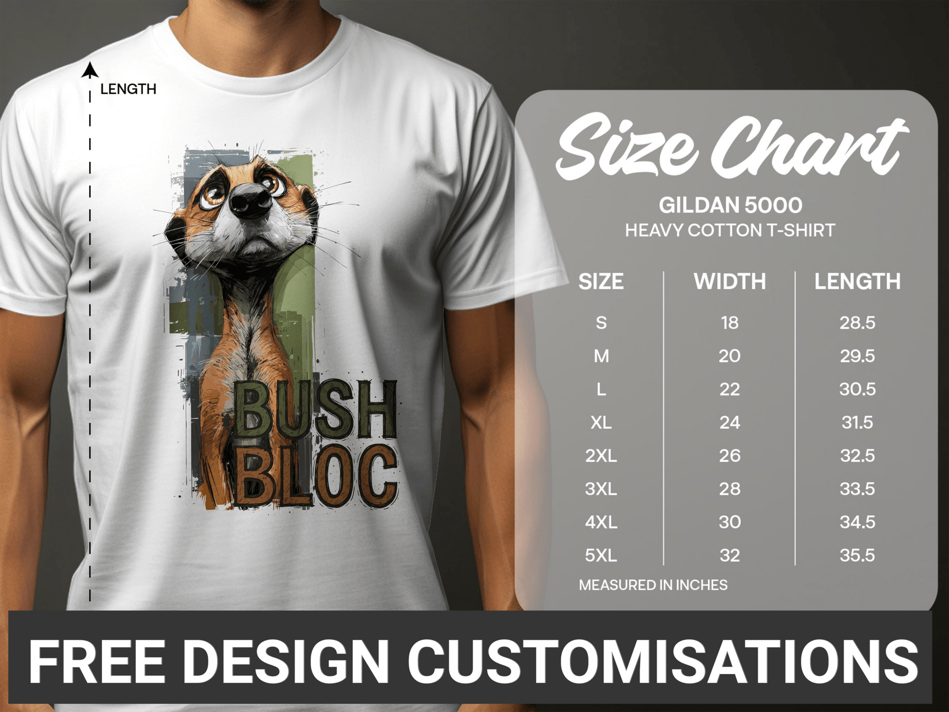RMA APPAREL Bush Bloc Meerkat Wildlife Mens, Womens T-Shirt - Bush Block White T-Shirt - RMA APPAREL - Roclla Media Apparel Store
