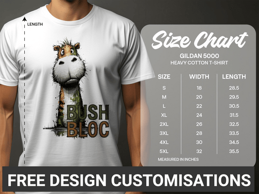 RMA APPAREL Bush Bloc Wildlife Animal Unisex T-Shirt Sizes - Bush Block White T-Shirt - RMA APPAREL - Roclla Media Apparel Store