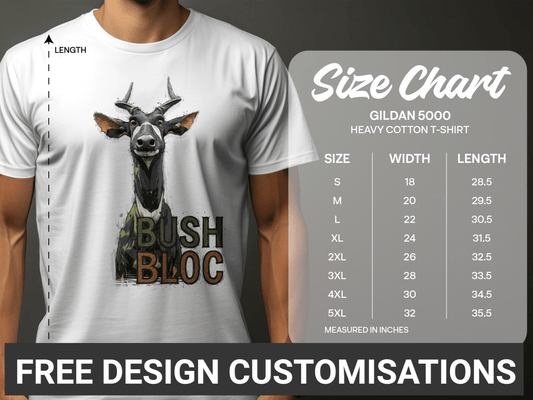 RMA APPAREL Bush Bloc Wildlife Unisex T-Shirt Sizes S to 5XL - Bush Block White T-Shirt - RMA APPAREL - Roclla Media Apparel Store