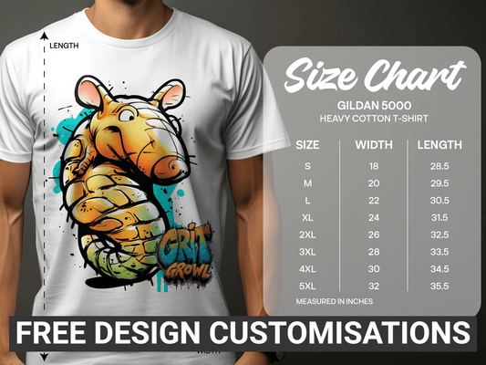 RMA APPAREL Cartoon Armadillo Wildlife Graphic Unisex T-Shirt - Grit & Growl White T-Shirts - RMA APPAREL - Roclla Media Apparel Store