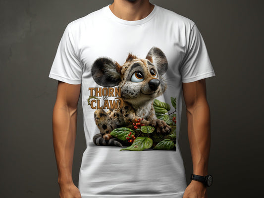 RMA APPAREL Cartoon Hyena Thorn Claw Unisex Wildlife T-Shirt - Thorn & Claw White T-Shirts - RMA APPAREL - Roclla Media Apparel Store