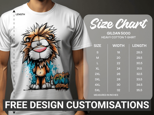 RMA APPAREL Cartoon Lion Colourful Mens Womens T-Shirt - Grit & Growl White T-Shirts - RMA APPAREL - Roclla Media Apparel Store