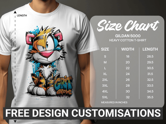 RMA APPAREL Cartoon Tiger With Colourful Mens Womens T-Shirt - Grit & Growl White T-Shirts - RMA APPAREL - Roclla Media Apparel Store
