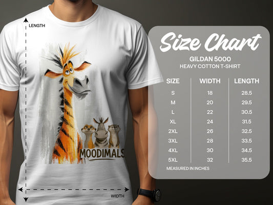RMA APPAREL Cartoon Wildlife T-Shirt, Giraffe, Zebra, Unisex S - 5XL - Moodimals Unisex T-Shirt - RMA APPAREL - Roclla Media Apparel Store