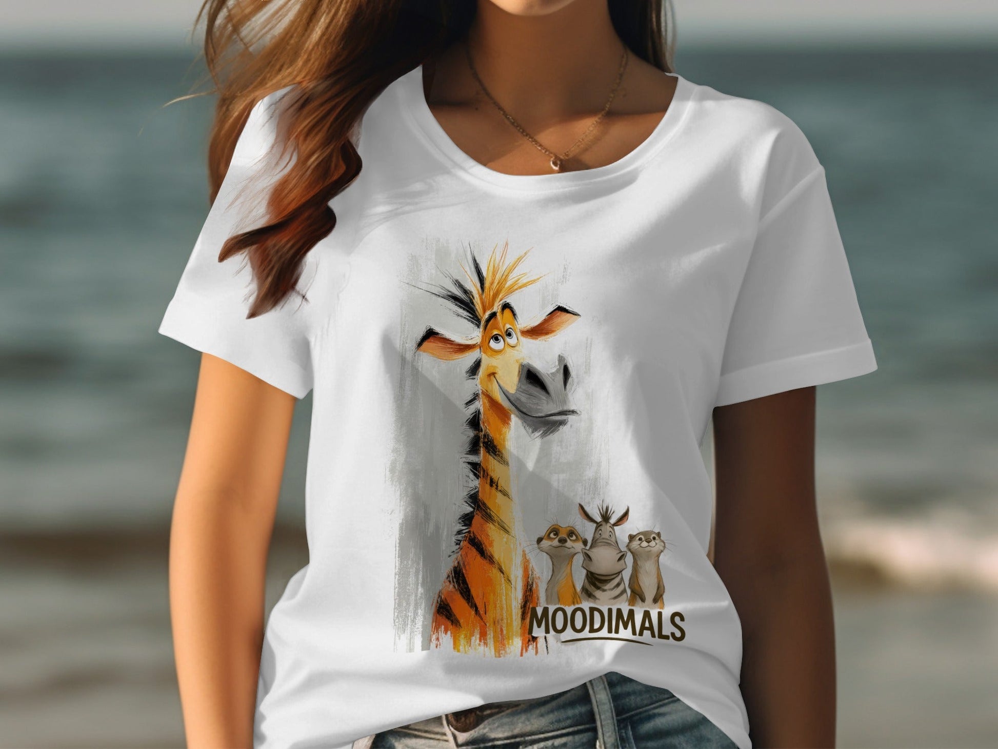 RMA APPAREL Cartoon Wildlife T-Shirt, Giraffe, Zebra, Unisex S - 5XL - Moodimals Unisex T-Shirt - RMA APPAREL - Roclla Media Apparel Store