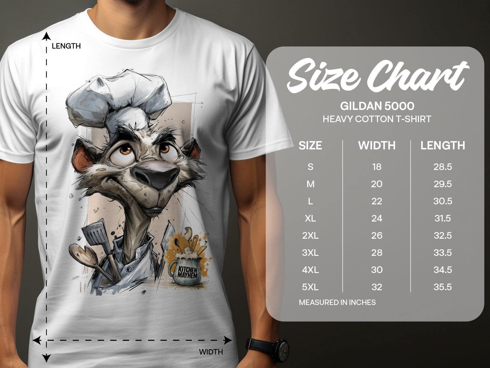 RMA APPAREL Chef Hyena Kitchen Mayhem Unisex T-Shirt - Kitchen Mayhem White T-Shirt - RMA APPAREL - Roclla Media Apparel Store