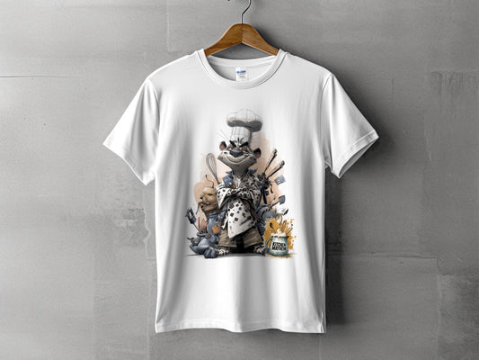 RMA APPAREL Chef Leopard Kitchen Mayhem Unisex T-Shirt Sizes S - 5XL - Kitchen Mayhem White T-Shirt - RMA APPAREL - Roclla Media Apparel Store