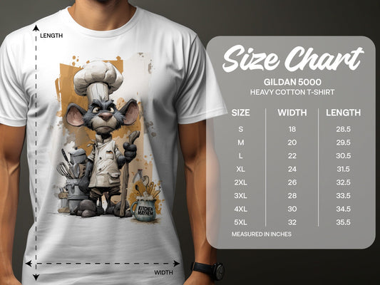RMA APPAREL Chef Mouse Kitchen Mayhem Unisex T-Shirt Sizes S to 5XL - Kitchen Mayhem White T-Shirt - RMA APPAREL - Roclla Media Apparel Store