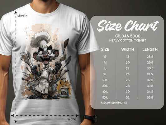RMA APPAREL Chef Otter in Kitchen Mayhem Sizes S to 5XL T-Shirt - Kitchen Mayhem White T-Shirt - RMA APPAREL - Roclla Media Apparel Store