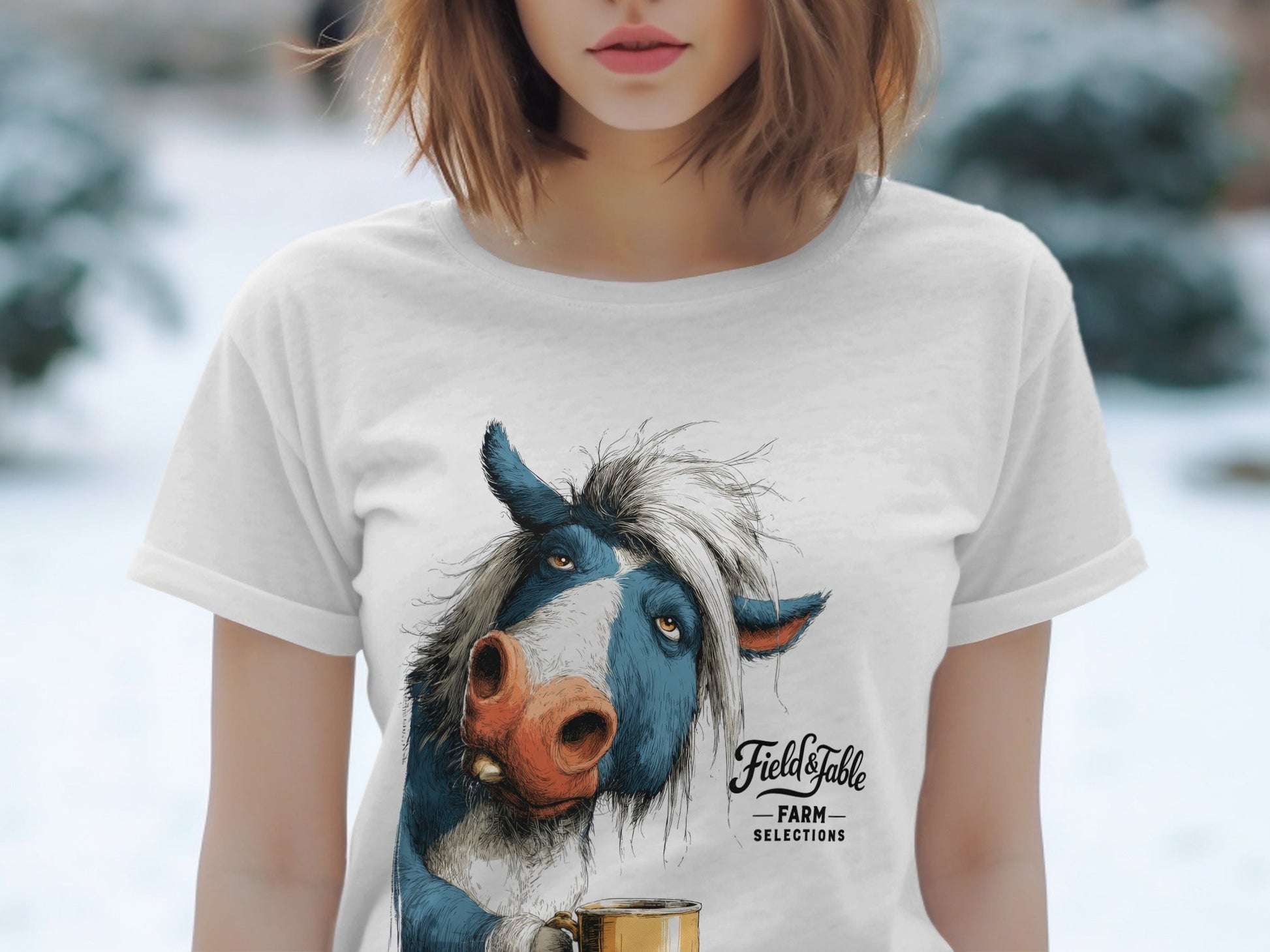 RMA APPAREL Coffee Cow Animal Unisex T-Shirt Sizes S to 5XL T-Shirt - Field&Fable White T-Shirt - RMA APPAREL - Roclla Media Apparel Store