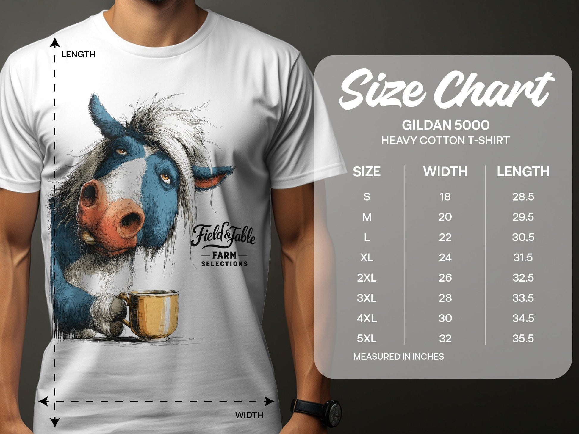 RMA APPAREL Coffee Cow Animal Unisex T-Shirt Sizes S to 5XL T-Shirt - Field&Fable White T-Shirt - RMA APPAREL - Roclla Media Apparel Store