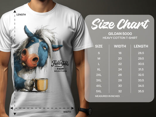 RMA APPAREL Coffee Cow Animal Unisex T-Shirt Sizes S to 5XL T-Shirt - Field&Fable White T-Shirt - RMA APPAREL - Roclla Media Apparel Store