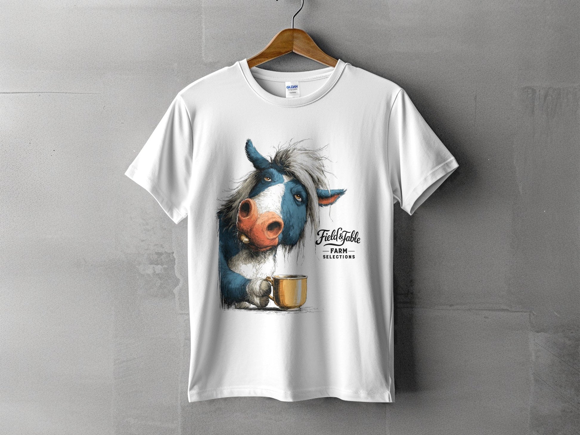 RMA APPAREL Coffee Cow Animal Unisex T-Shirt Sizes S to 5XL T-Shirt - Field&Fable White T-Shirt - RMA APPAREL - Roclla Media Apparel Store