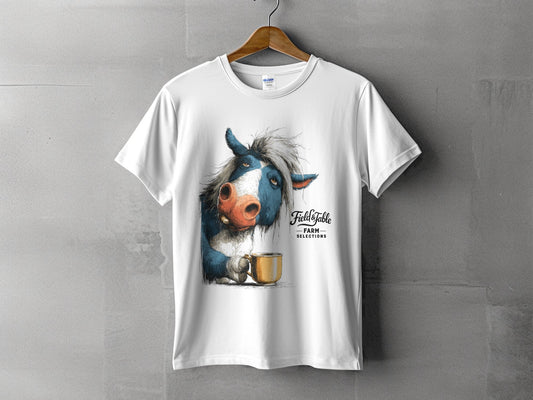 RMA APPAREL Coffee Cow Animal Unisex T-Shirt Sizes S to 5XL T-Shirt - Field&Fable White T-Shirt - RMA APPAREL - Roclla Media Apparel Store
