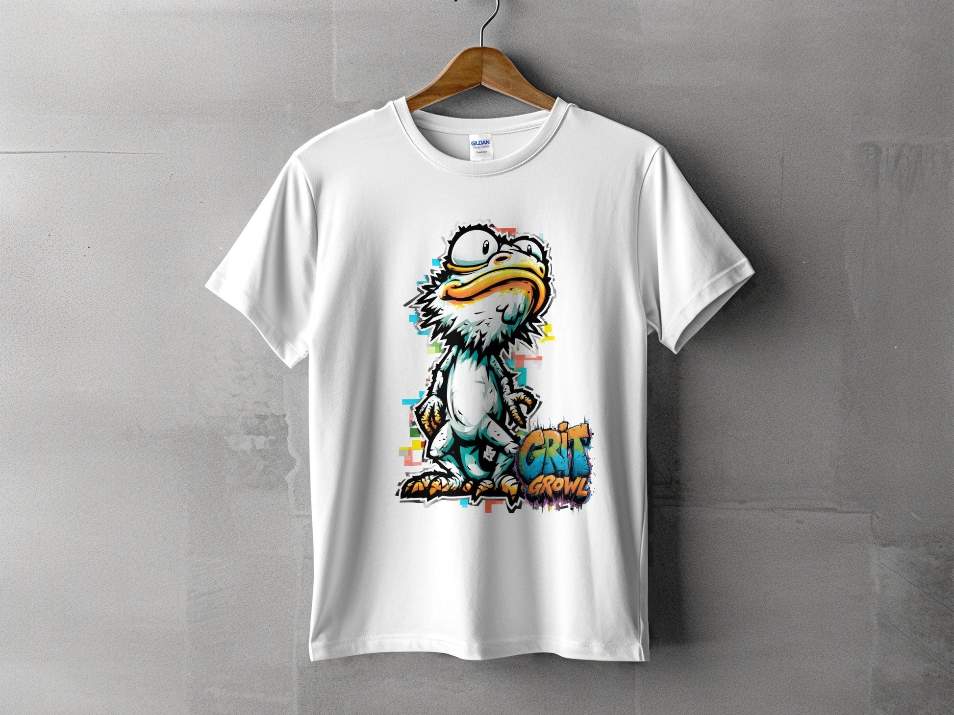 RMA APPAREL Colourful Duck Wildlife Mens Unisex T-Shirt - Grit & Growl White T-Shirts - RMA APPAREL - Roclla Media Apparel Store