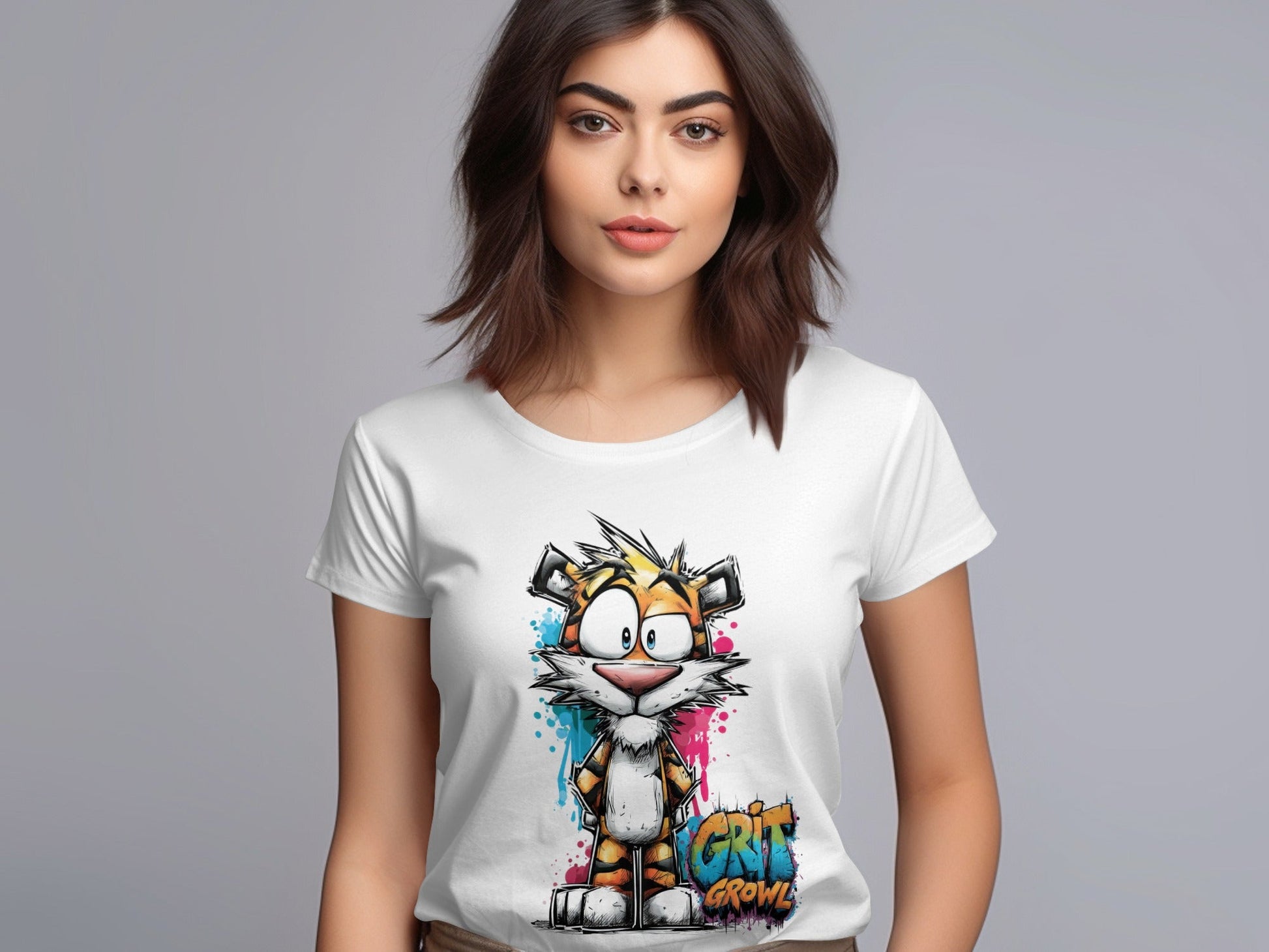 RMA APPAREL Colourful Tiger Unisex T-Shirt Sizes S to 5XL T-Shirt - Grit & Growl White T-Shirts - RMA APPAREL - Roclla Media Apparel Store